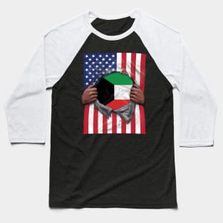 Kuwait Flag American Flag Ripped - Gift for Kuwaiti From Kuwait Baseball T-Shirt